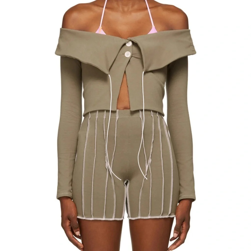 SSENSE Helenamanzano • Beige Shawl Cardigan